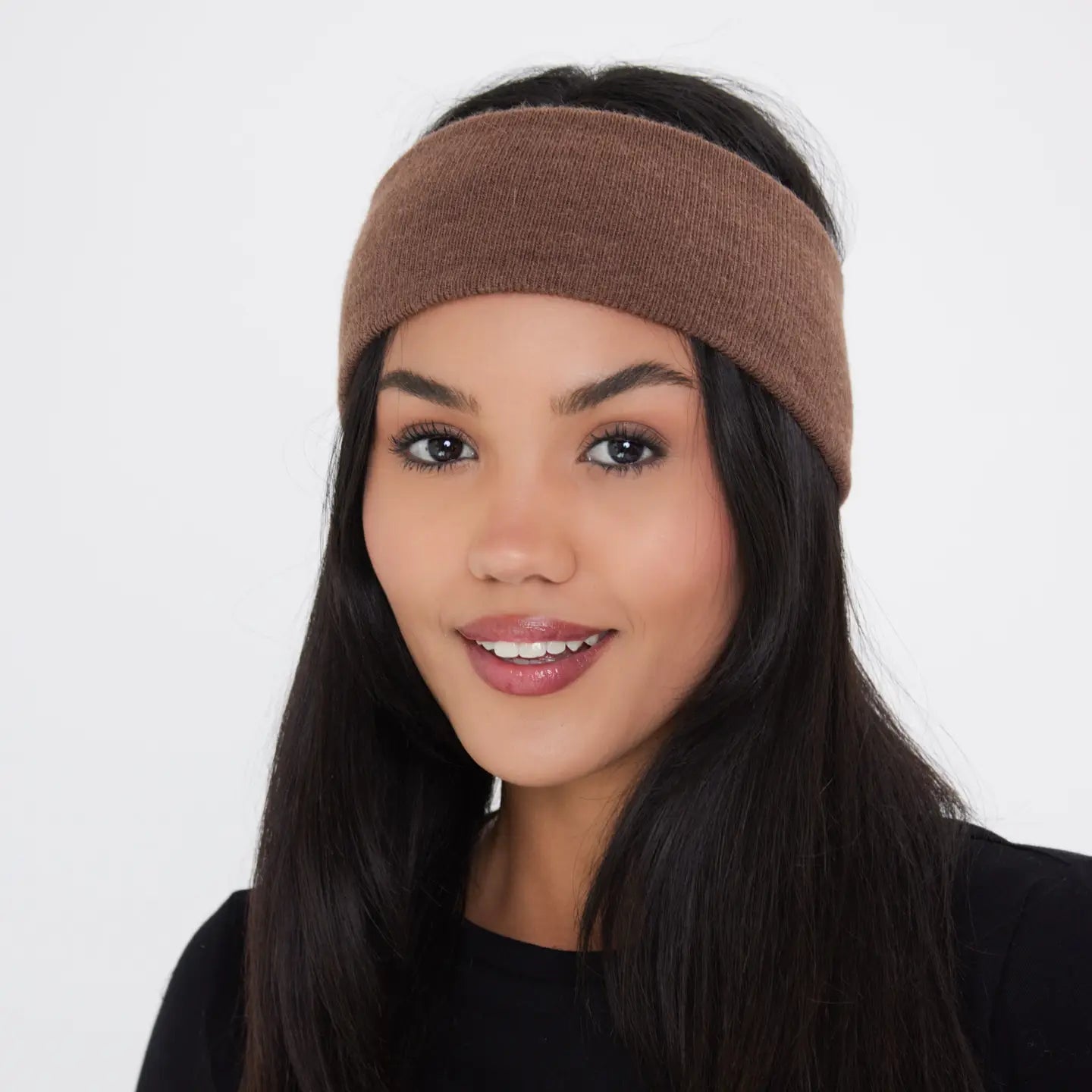 Bandeau tricoté en marron