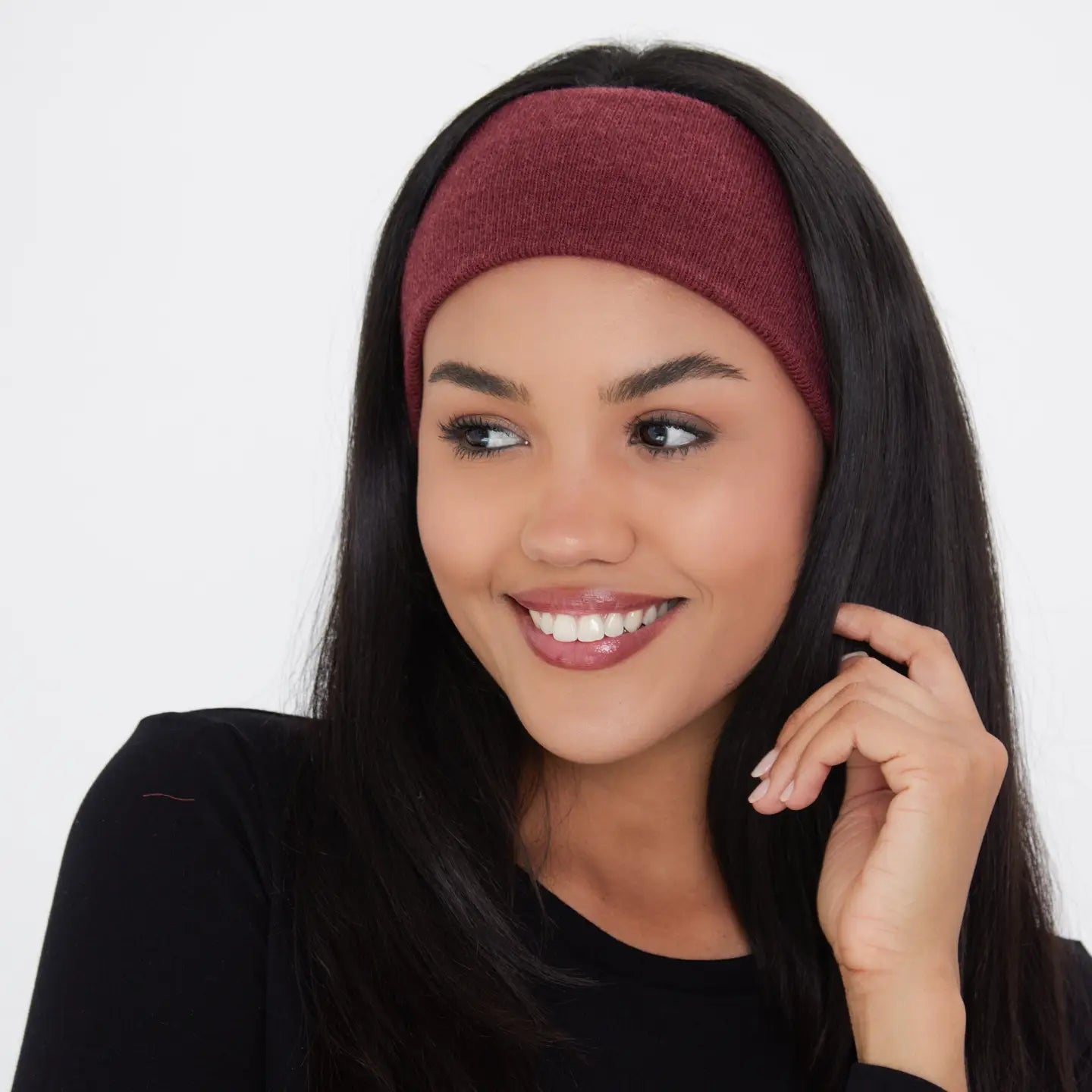 Bandeau tricoté en bordeaux