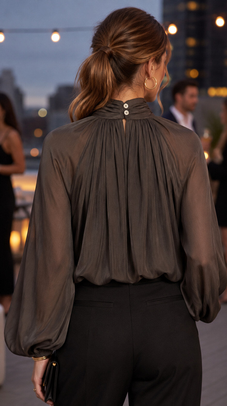 Norah - Blouse col montant fluide
