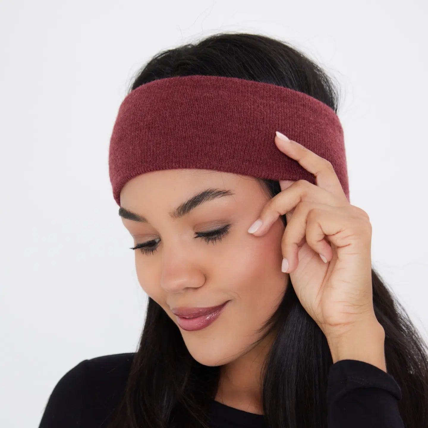 Bandeau tricoté en bordeaux