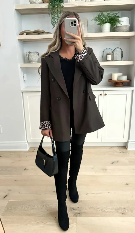 Bonnie - Veste blazer revers léopard