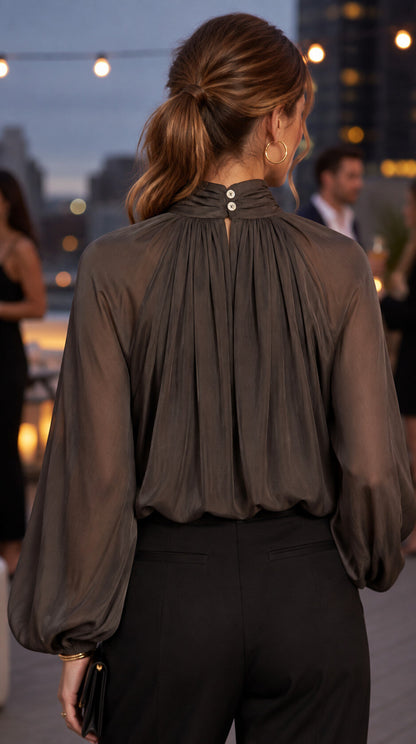 Norah - Blouse col montant fluide