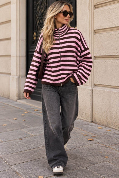 Romy - Gilet Zippé à Rayures