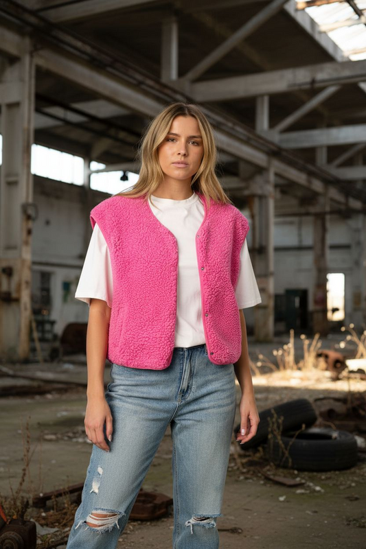 Lola - Gilet sans manches en peluche moelleux